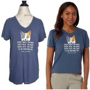 Life Is Good | Women | I’ll Be Watching You Cat Mom V-Neck Crusher Tee | Large